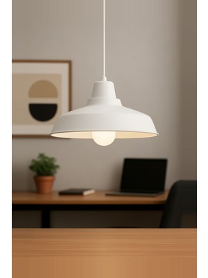 Modern Beyaz Metal Tekli Sarkıt Avize, Retro ve Endüstriyel Tarz