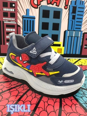 Ellaboni Erkek Çocuk Işıklı Örümcek Adam Rahat Yumuşak Fuspetli Taban Terletmez Triko Spor Ayakkabı