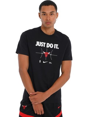 Nike Nba Chicago Bulls Mens Sportwear Just Do It Erkek Spor Tişörtü Siyah