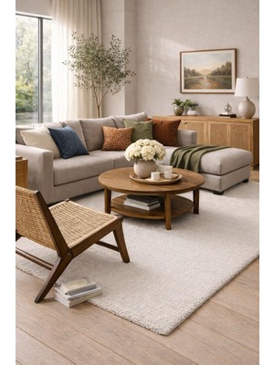 Türkeri Halı Bali Serisi Krem Mikrofiber Antialerjik Düz Renk Halı