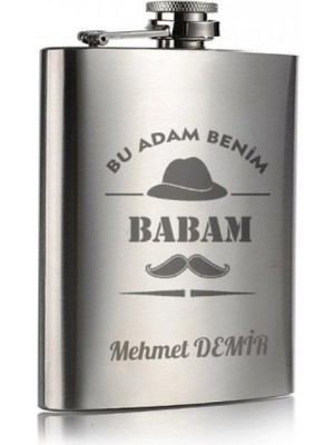 Marsilyan İsme Özel Kral Babam 9 Oz Çelik Cep Matarası 266 Ml İçecek Cep Matarası Babaya Hediye