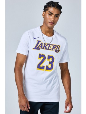 Nike Los Angeles Lakers Mens Tee White Grafik Baskılı Erkek Tişört Beyaz