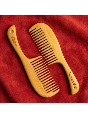 Hakiki Kişiye Özel Saplı Şimşir Tarak Seti | El Yapımı Premium