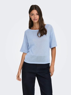 Only Jdy Kadın Örme Kısa Kollu Mavi Kazak - 15338351