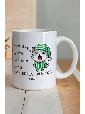 giftkonsept Çok Erken Kalkıyoruz Baskılı Komik Hediyelik Kupa Bardak