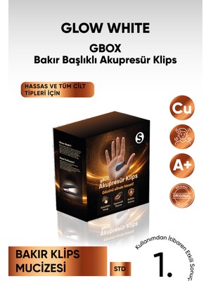 Glow White Bakır Destekli Stres Önleme,Baş Ağrısı Gidermeye Yardımcı Akupresür Klips Gbox- Saf Bakır - Siyah