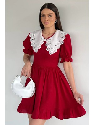 Gülseli Kadın Bebe Yaka Kol Lastikli Elbise P-00020393