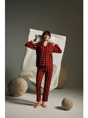 Hays Kadın Pamuklu Uzun Kollu Gömlek Pijama Takımı