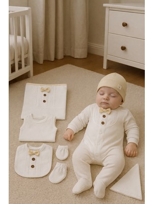 Babyzey Desenli Hastane Çıkışı Seti – 8 Parça Yenidoğan Takımı