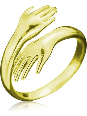 Bazarhane Gümüş Gold Sarılan Eller Yüzük