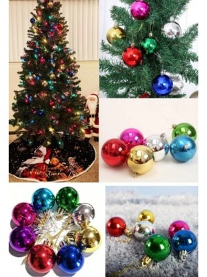 Marsilyan 6’lı Yılbaşı Çam Ağacı Süsü Renkli – 4 cm Parlak Karışık Renk Top Süsler Noel Çam Ağacı Süsü
