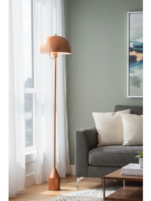 Luzarana Toms Bakır Lambader  Modern Dekoratif Metal Tasarım Şık Yerden Aydınlatma Lambası