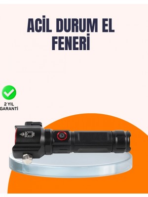 Marsilyan Çok Fonksiyonlu Acil Durum Feneri Yan Işıklı Çekiçli