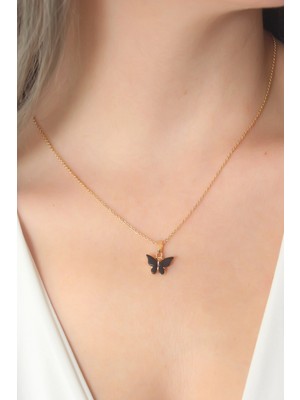 Marsilyan Gold Siyah Renk Kelebek Figür Kadın Kolye - TJ-BKO6812