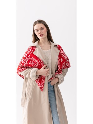 Wega Moda Desenli Üçgen Çift Taraflı Omuz Şalı – Kadın Triko Atkı