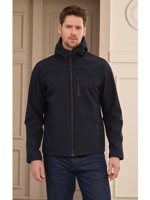 Erkek Su Geçirmez Rüzgar Geçirmez Softshell Çıkarılabilir Kapüşonlu Şişme Mont