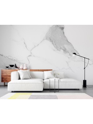 Grown Gerçekçi Beyaz Mermer Desenli Duvar Kağıdı - Mutfak ve Banyo