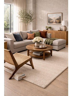 Türkeri Halı Bali Serisi Bej Mikrofiber Antialerjik Düz Renk Halı