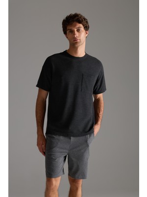 Syah Erkek Petek Dokulu Pamuklu Kısa Kollu T-Shirt
