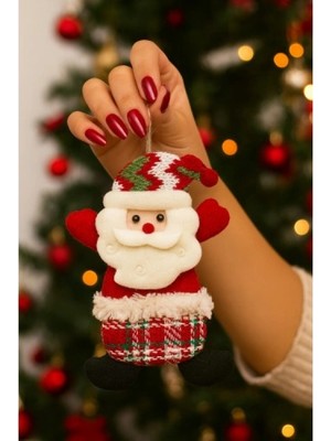 Marsilyan Noel Yılbaşı Çam Ağacı Süsü Peluş Tekstil Örme Orta Boy 17 cm x 11 cm