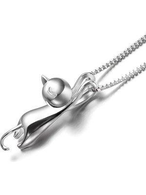 Kumi Gümüş Tiny Sevimli Kedi Kadın Kolye-parlak Sevgililer Günü Hediyelik