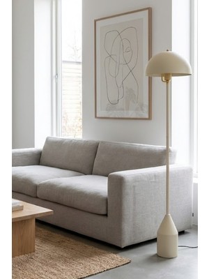 Luzarana Toms Krem Lambader  Modern Dekoratif Metal Tasarım Şık Yerden Aydınlatma Lambası