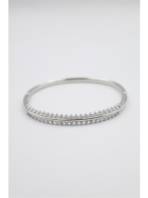 Beta Moda Hub Taşlı Vip Bilezik - Gümüş