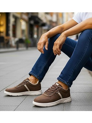 KAFKASLAR AYAKKABI Ortopedik Düz Taban Keten Triko Erkek Sneaker Günlük Laofer Model Ayakkabı