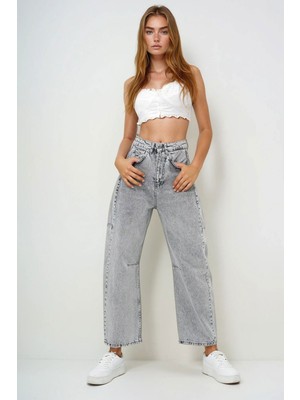 Lior Design Gri Yüksek Bel Baggy Balloon Jean BCHNW-251172