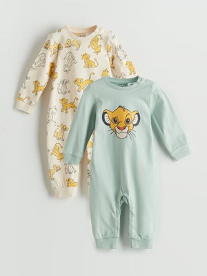 Lc Waikiki Yeni Sezon Simba Baskılı Erkek Bebek Çıtçıtlı Tulum 2'li Takım