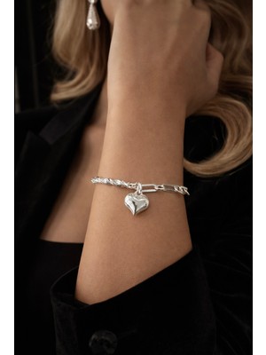 miraç gümüş takı atölyem 925 Ayar Gümüş Burma Detaylı Sevgi Bileziği - Sevgililer Gününe Özel