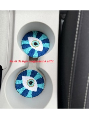 Normadia Şık ve Dayanıklı 2'li Nakışlı Araba Bardak Altlığı Seti