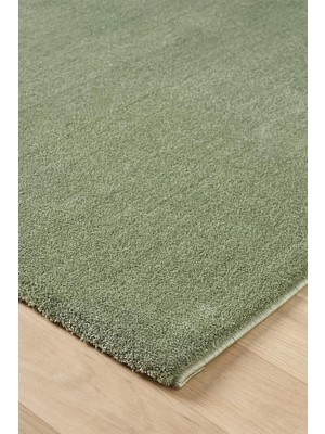 Türkeri Halı Bali Serisi Yeşil Mikrofiber Antialerjik Düz Renk Halı