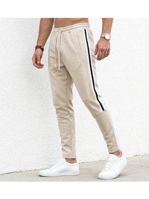 Plus Scorpion Erkek Slim Fit Pamuklu Eşofman Altı Yan Şerit Detaylı Günlük