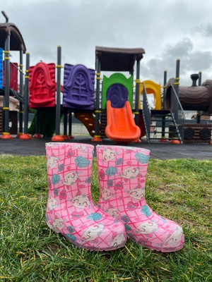 Botland Pembe Desenli Su Geçirmez Kaymaz Taban Kız Çocuk Yağmur Çizmesi