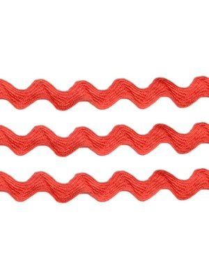 Boncukcu Abla Dekoratif Şerit Aksesuar Kırmızı Detaylı Zigzak Su Taşı Paketleme Süsleme Kenar Süsü Için 5 Metre