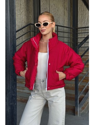 Lior Design Kırmızı Çift Cepli Kapitone Şişme Mont BCVL-25N1002