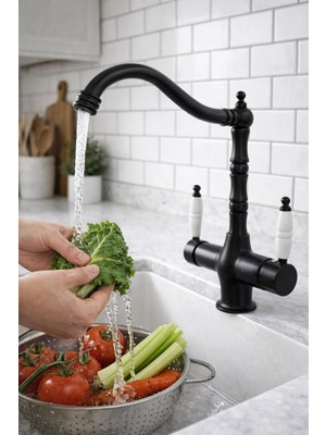 HT Prima Jeostik Country Arıtmalı Mutfak Bataryası Çift Kumandalı Nostaljik