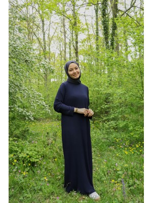 İlmek 25013 Kadın Pliseli Sandy Maxi Boy Kurtarıcı Elbise Lacivert