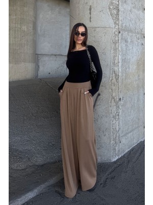 Lior Design Camel Pile Detaylı Ispanyol Ultra Soft Kumaş Pantolon BCDF-25P0002