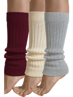 Kışlık Kadın Tozluk Pamuk Örgü Triko Baldır Isıtıcı Leg Warmer 3-Çift