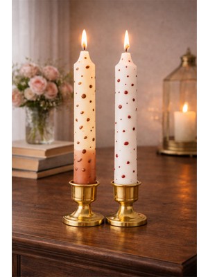 BRANDSMITHS El Yapımı Dekoratif Şamdan Mumları- 2'li Set- Renk Varyantı 3