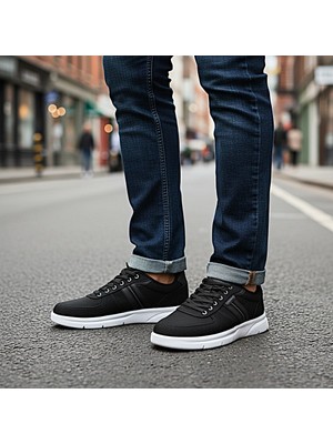KAFKASLAR AYAKKABI Ortopedik Düz Taban Keten Triko Erkek Sneaker Günlük Laofer Model Ayakkabı