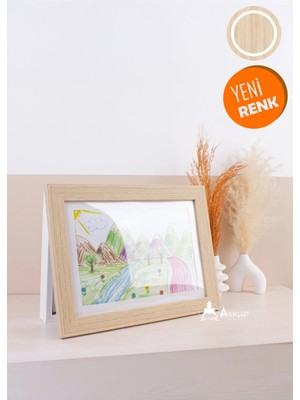 Avangart Atölye Çocuk Sanat Çerçevesi, Katlanır Resim Çerçevesi Meşe A4 Duvar Süsü