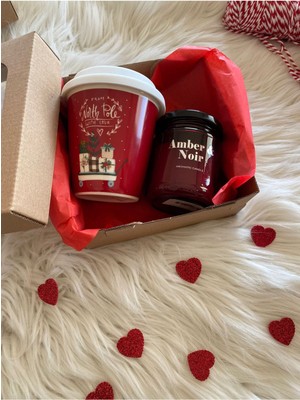 UltraMint Sevgililer Günü Hediye Kutusu, Mug & Mum Seti, Romantik ve Şık Tasarım