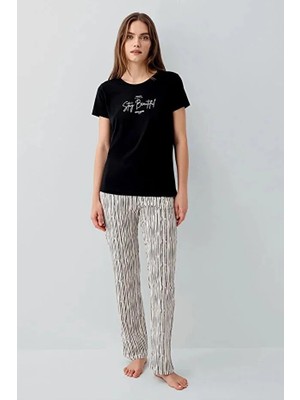 Pierre Cardin Yumuşak Dokulu Kısa Kol Kadın Pijama Takım 9188