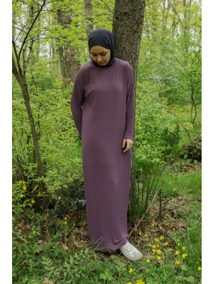 İlmek 25013 Kadın Pliseli Sandy Maxi Boy Kurtarıcı Elbise Gül Kurusu