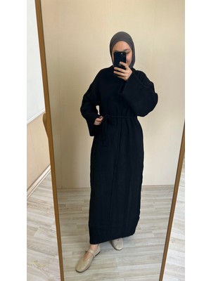 İlmek 25018 Kadın Şardonlu Ipek Maxi Elbise Siyah