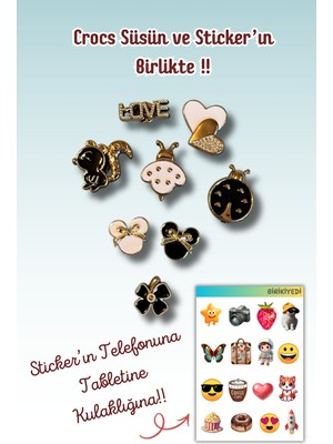 Birikiyedi 8'li Set Jibbitz Terlik Süsü Taşlı-Malzemesi Plastiktir-