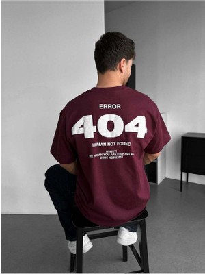Elku Moda 404 Yazı Baskılı Oversize Tişört - Arkası Büyük Motivasyon Desenli %100 Pamuklu Streetwear T-Shirt